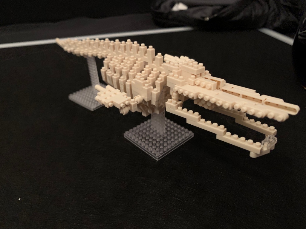 A blue whale skeleton constructed out of nanoblocks